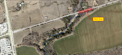 Map of the area on Pollock Rd that will be under construction