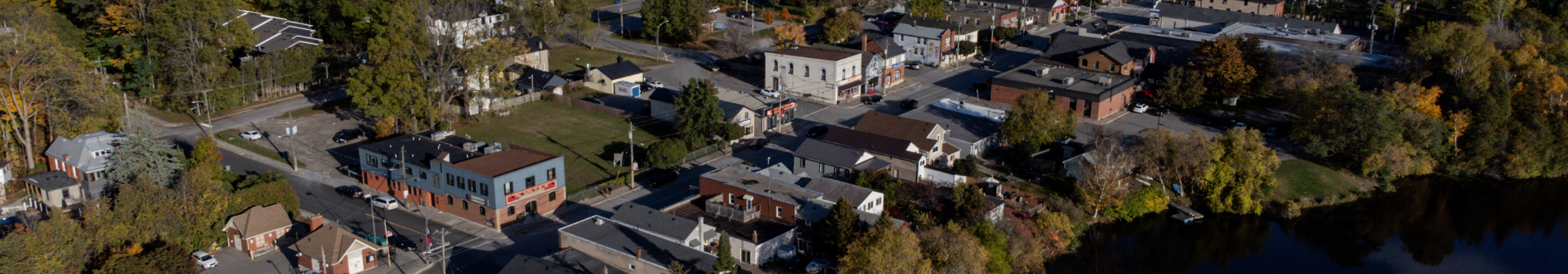 birds eye view of a street in town